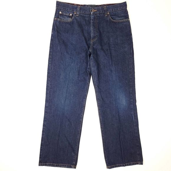 L.L. Bean Jeans Ll Bean Natural Fit Pleated Jeans Mens 34x29 Dark